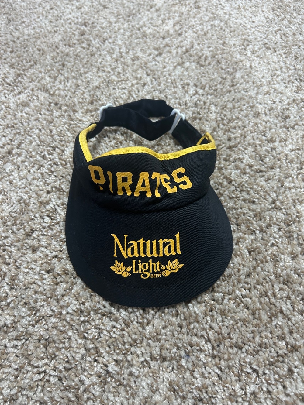 Vintage Natural Light x Pirates Black & Yellow Visor Pittsburgh
